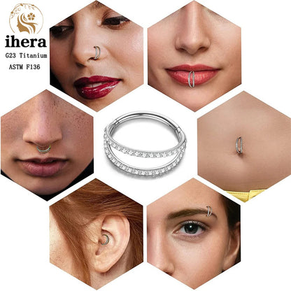 G23 Titânio Anel de Nariz Clicker Orelha Cartilagem Tragus Hélix Daith Brincos Redondos Argolas Zircônia Cúbica 16G Segmento Articulado Joia de Piercing Corporal