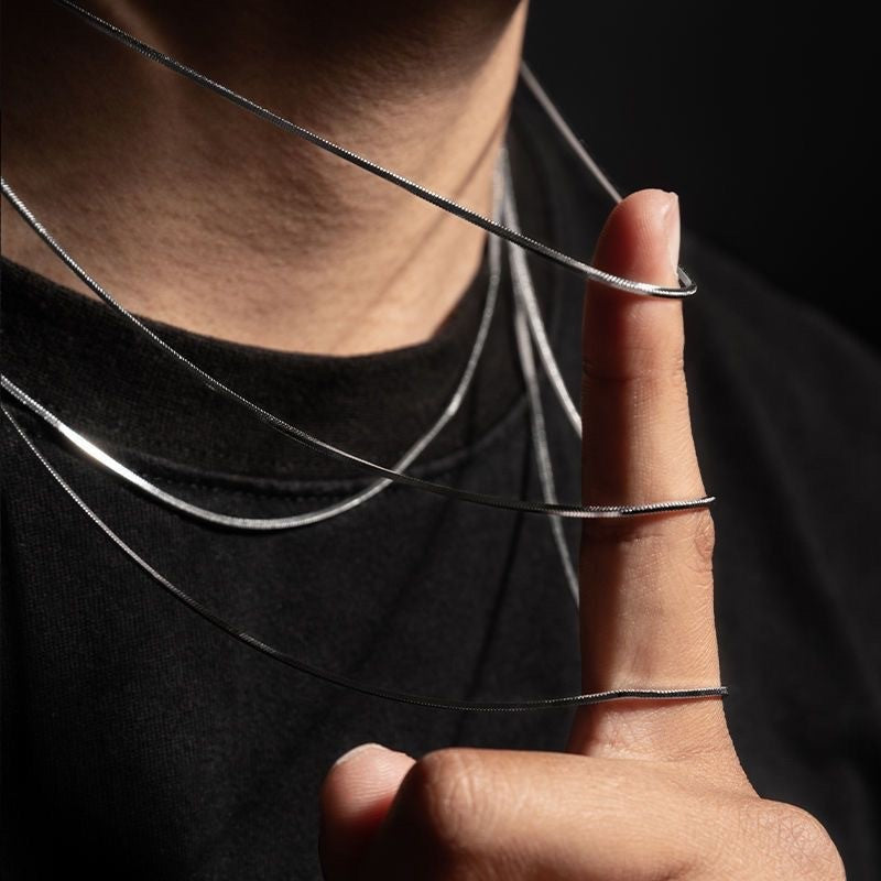 1 peça de colar de aço inoxidável com corrente elo de cobra, estilo punk e hip-hop, para homens e mulheres, cor prata, joia masculina, presentes, Cadenas Para Hombre