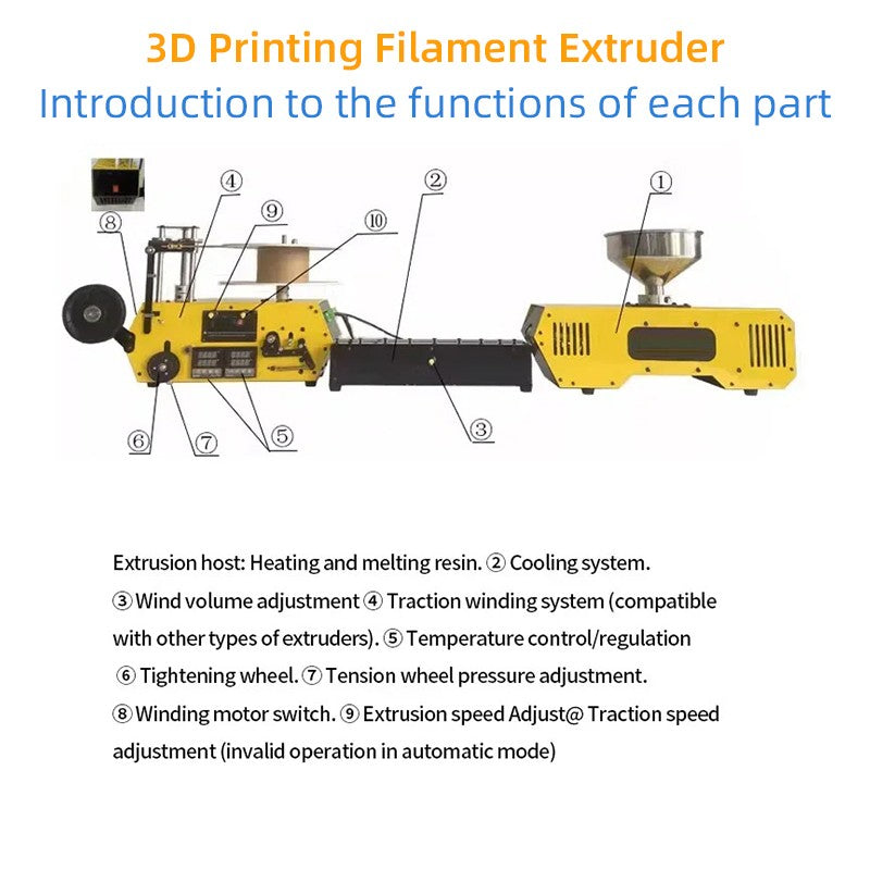 3D Filament Maker Extruder Desktop High-Precision 3D Printing Consumables Extruder 3D Printing Filament PLA ABS PE Extruder
