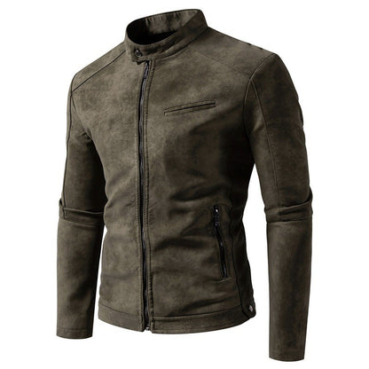 New American Retro Leather Jacket with A High-end Feel, Retro Tie Dye Washed Matte Craftsmanship, Cool Motorcycle Leather Jacket