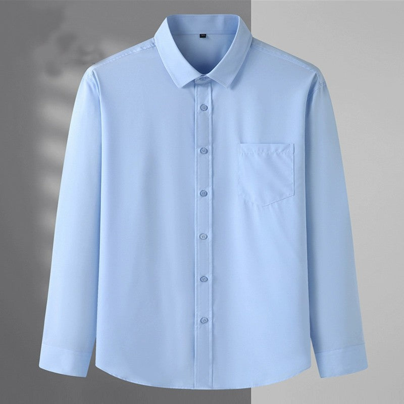 Spring and Autumn Large Size 15XL Men's Long-sleeved Shirt Fat High Elastic Solid Color Shirt 12XL 11XL 10XL 9XL 8XL 7XL 200kg