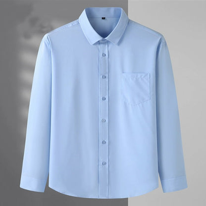 Spring and Autumn Large Size 15XL Men's Long-sleeved Shirt Fat High Elastic Solid Color Shirt 12XL 11XL 10XL 9XL 8XL 7XL 200kg