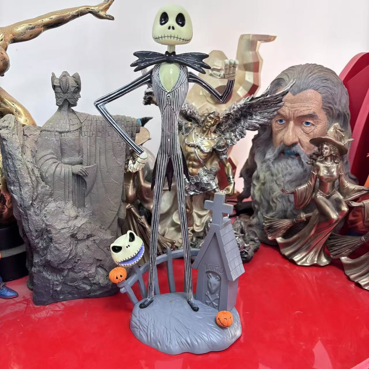 Anime Pesadelo Antes do Natal Jack Skellington Rosto Cadeira Action Figure Modelo de Mesa Ornamentos Presente de Halloween Brinquedo
