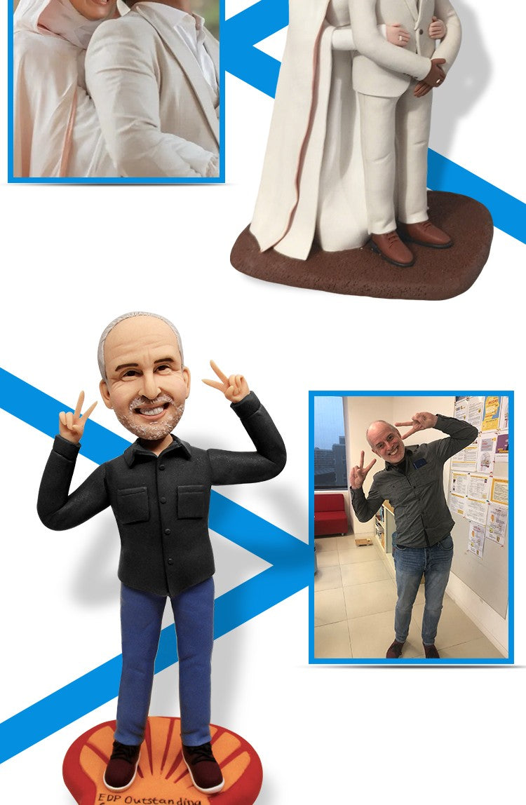 Custom Handmade Bobblehead Figure, Personalized Clay Doll on Photos, Real Person Figurine 3D Customization, Christmas Gift for M