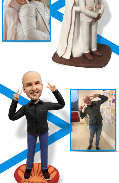 Custom Handmade Bobblehead Figure, Personalized Clay Doll on Photos, Real Person Figurine 3D Customization, Christmas Gift for M