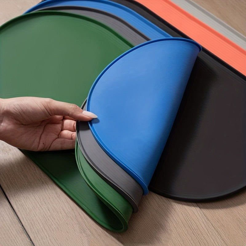 Tapete Alimentador Multifuncional para Cães e Gatos, Superfície Durável e Fácil de Limpar para Alimentos Úmidos/Secos com Bordas Elevadas Antiderrapantes