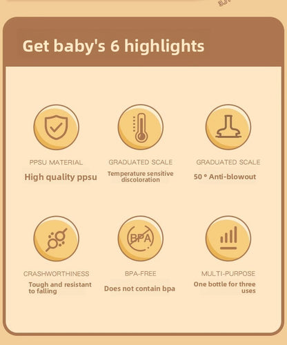 300ML PPSUTemperature-Sensitive Anti-Flatulence Feeding Bottle Baby Straw Cup Drop-Resistant Direct Drink No-Spill Cup1-3Weaning