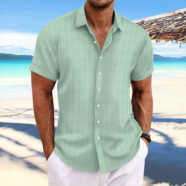 New retro style summer men's casual beach style shirt lapel short sleeve loose top Handsome shirt size S-3XL