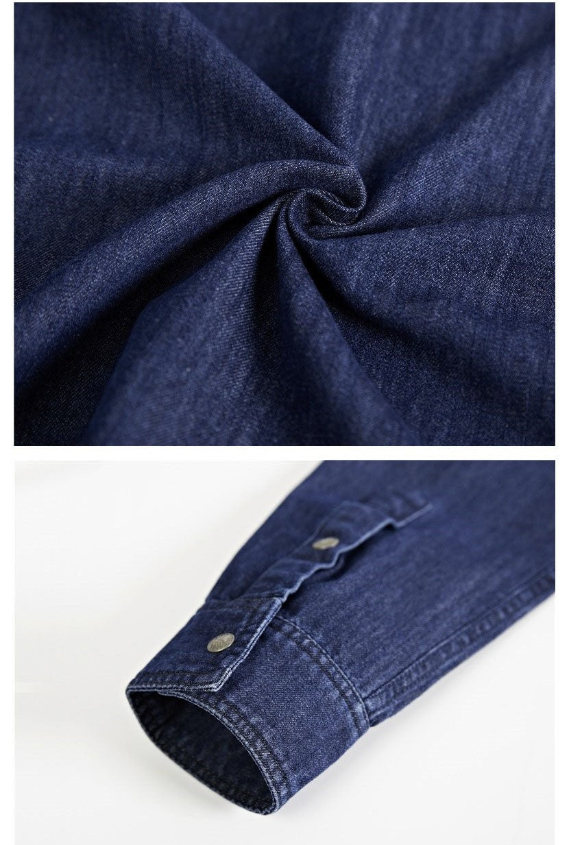 High Quality Men's Denim Shirt Long Sleeve Oversized Pure Cotton Overshirt Solid Casual Shirts Men Clothing  4XL A2F6522