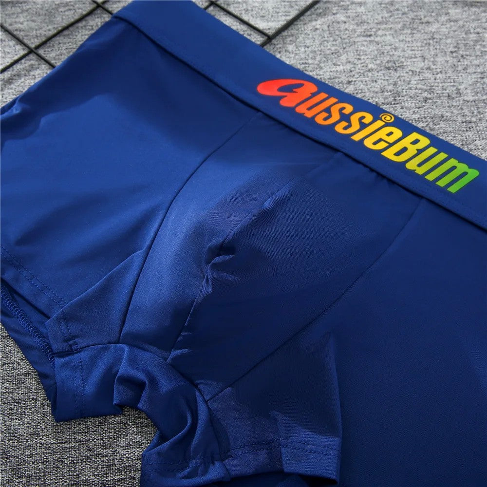 Men's boxer panties, milk silk low rise U convex bag stretch breathable comfortable youth shorts