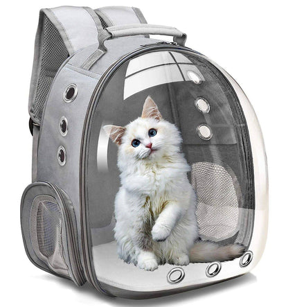 Mochila Transparente Cápsula Espacial para Transporte de Gatos e Pequenos Animais de Estimação, Filhotes, Gatinhos, Pássaros, Respirável para Viagem