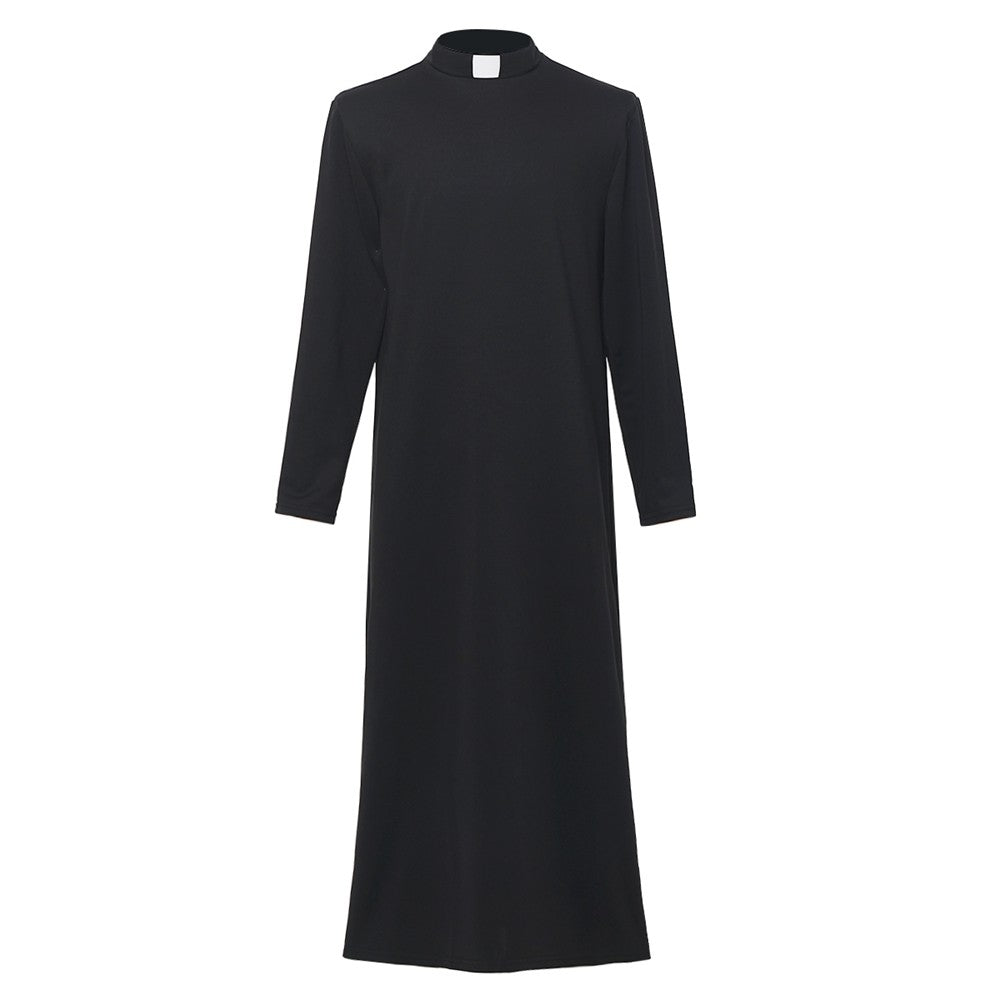 FATHER Cassocks Pulpit Robes Clergy Vestments Pastor Bishop Costume with Tab Insert Collar