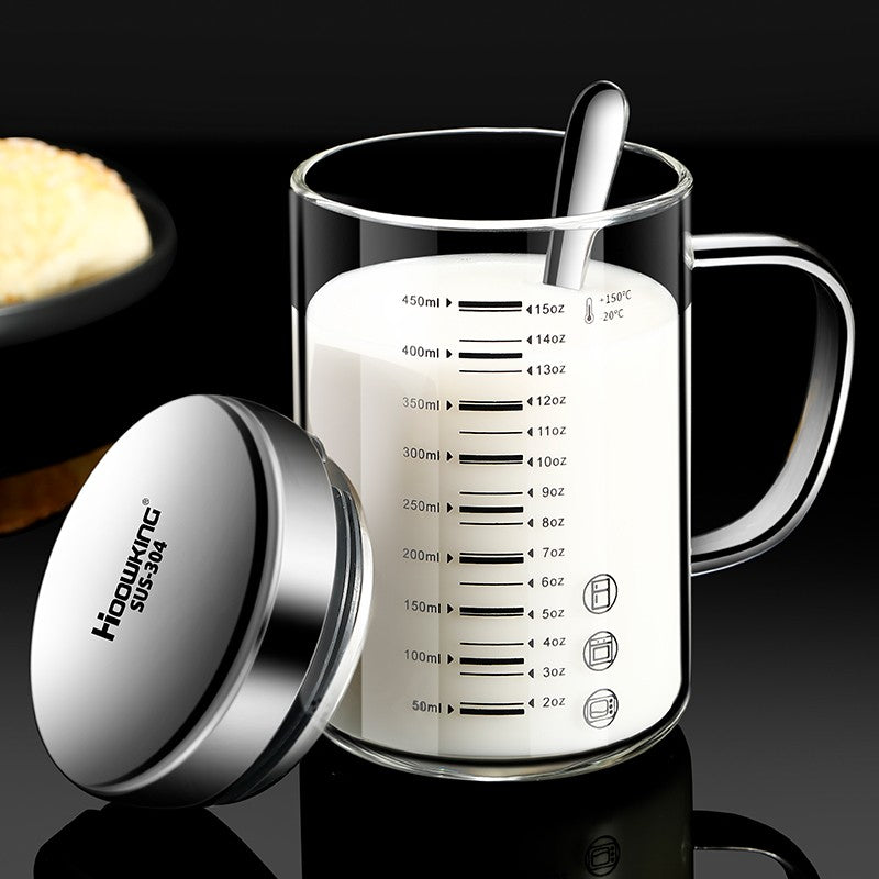 Y-244 Copo de Leite Caneca de Café Copo Medidor Graduado com Alça de Vidro Borossilicato Copos Medidores de Qualidade Alimentar Multifuncionais