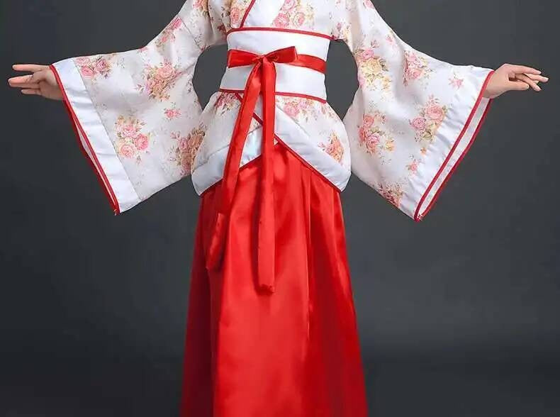 Hanfu Chinese Costume Girls Children Kimono Traditional Vintage Ethnic Fan Students Dance Halloween Japanese Yukata Kimono Style