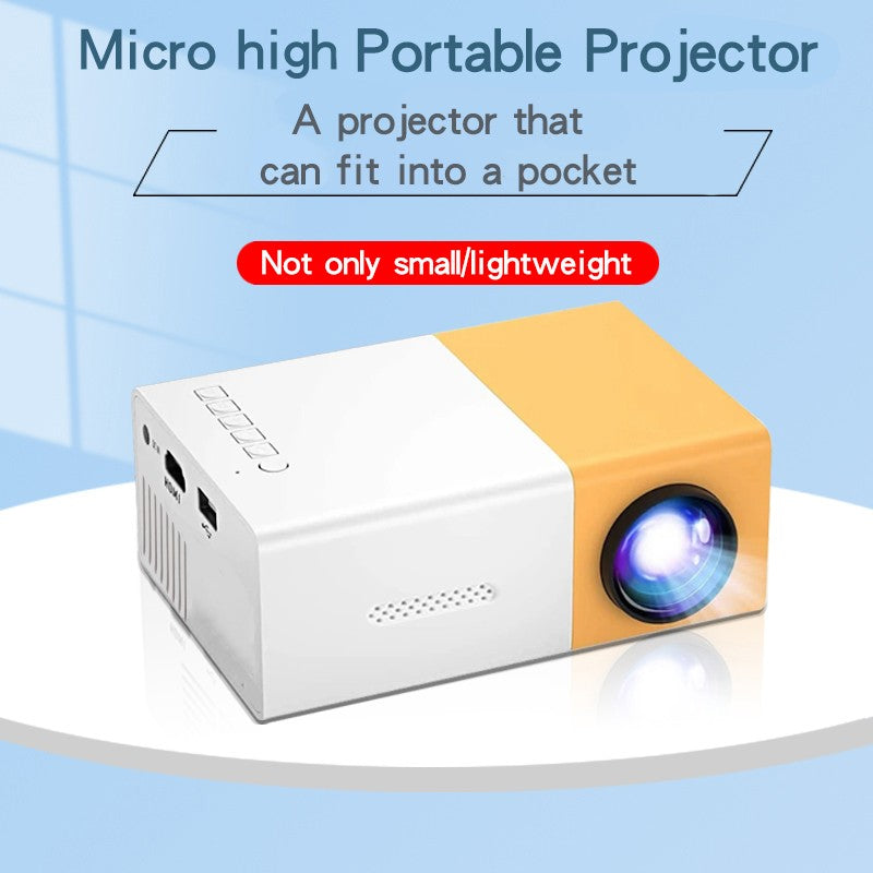 Supports HDMI, USB connection and uses high-definition projector YG300 home theater grade non occupying projector