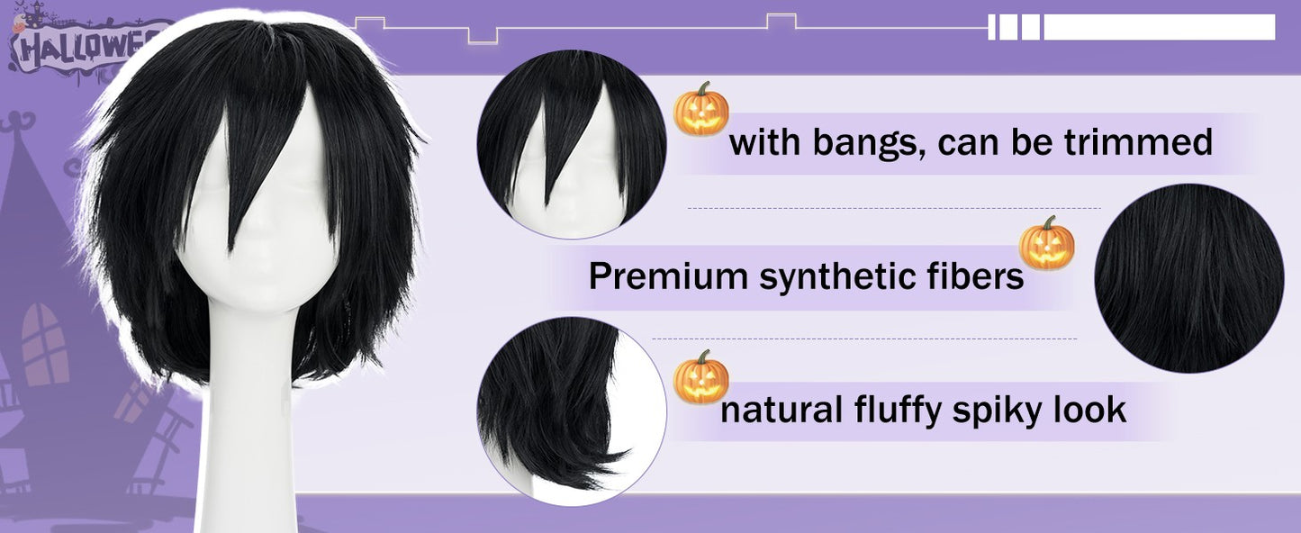 Short Roleplay Wig Fluffy Straight Synthetic Fiber Anime Wig Unisex Halloween Comic Convention Party Costume Wig