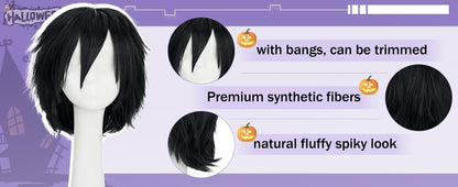 Short Roleplay Wig Fluffy Straight Synthetic Fiber Anime Wig Unisex Halloween Comic Convention Party Costume Wig