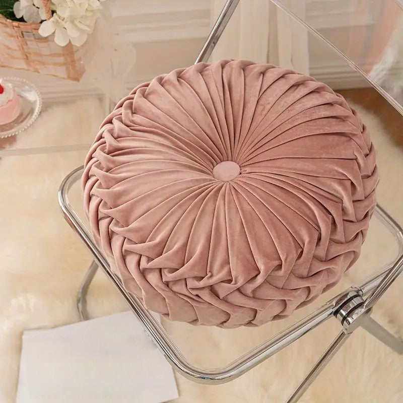 Velvet Pumpkin Pillow Backrest Lumbar Support Cushion Soft Round Solid Color Suitable for Sofa Bed Floor Office Chair