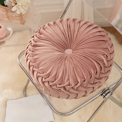 Velvet Pumpkin Pillow Backrest Lumbar Support Cushion Soft Round Solid Color Suitable for Sofa Bed Floor Office Chair