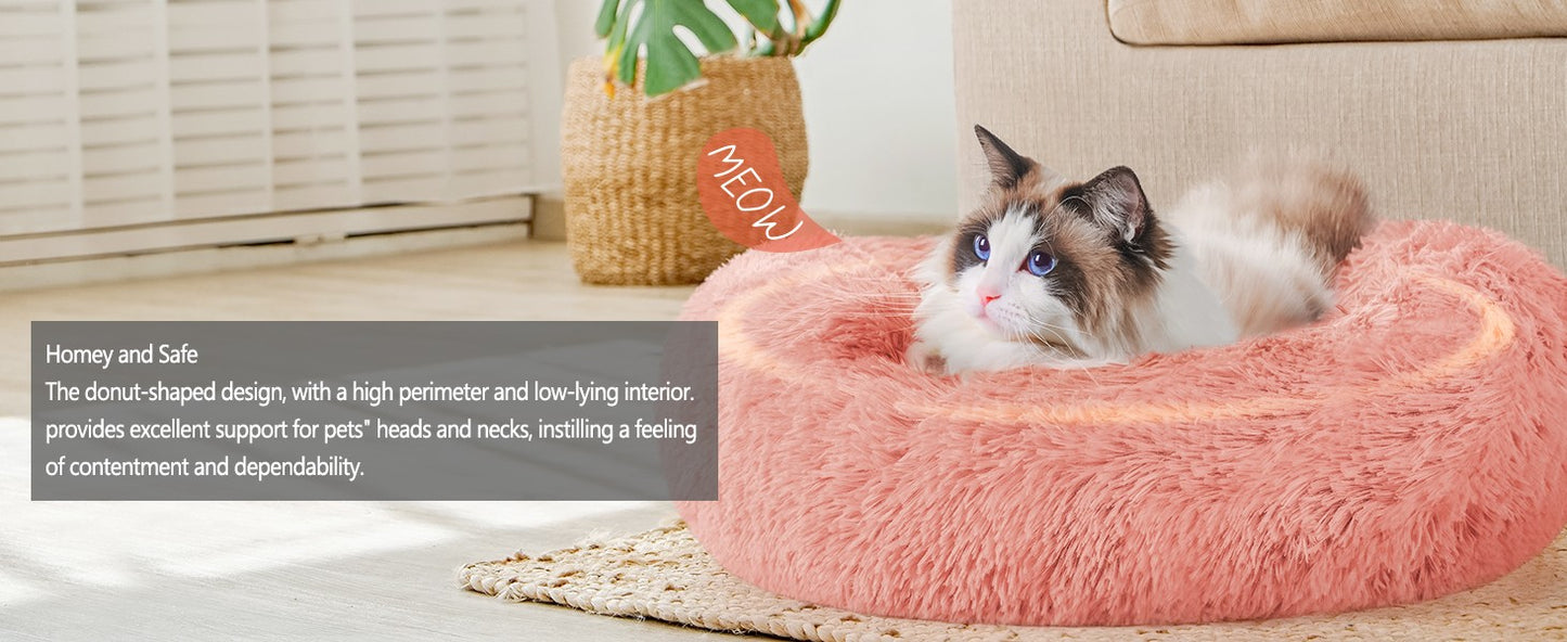 Cama para animais de estimação macia e quente com pelúcia longa, adequada para animais de estimação de pequeno a médio porte, adequada para gatos e cães, lavável na máquina