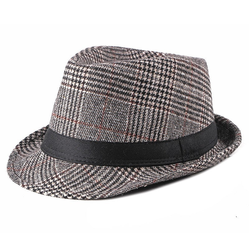 Chapéu de Lã para Casamento Primavera Verão para Homens de Meia-Idade, Casal, Moda Outono Inverno, Festa Xadrez, Design de Luxo, Chapéu Jazz Fedora para Mulheres