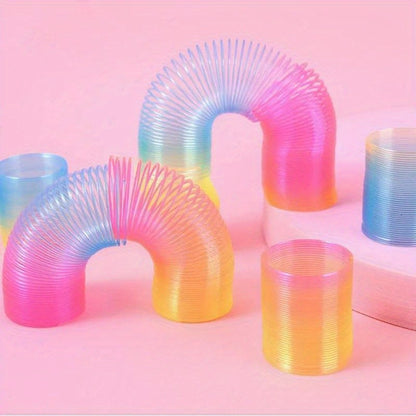 12/60PCS Rainbow Magic Springs Circle Toys Kids Birthday Party Favors Guests Giveaway Small Gifts   Pinata Fillers Flexible Toy