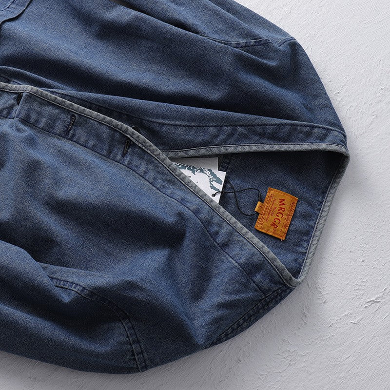 Amekaji Japan Retro Heavy Washing Workwear Clothes 100% Cotton Denim Jacket Men's Trendy Cardigan Top Taoist Robe Men's Jacket