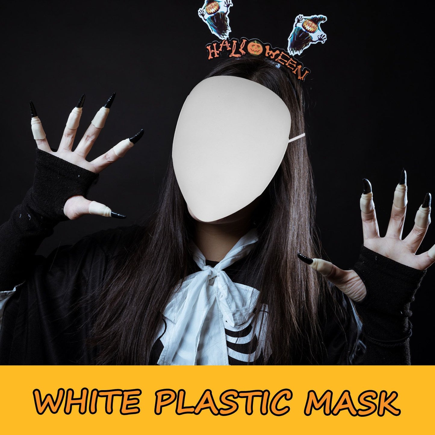 5Pcs White Plastic Full Face Masks Blank Paintable Mask DIY Halloween Cosplay Masquerade Costume Accessories Face Craft