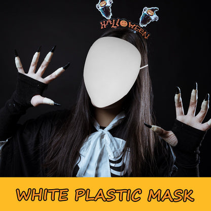5Pcs White Plastic Full Face Masks Blank Paintable Mask DIY Halloween Cosplay Masquerade Costume Accessories Face Craft
