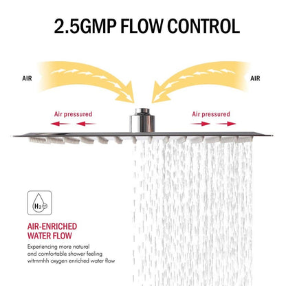 High Pressure Waterfall Stainless Steel Shower Head High Flow 8" 10" 12" Square Pressure Boosting Design Spa Bathroom Showerhead