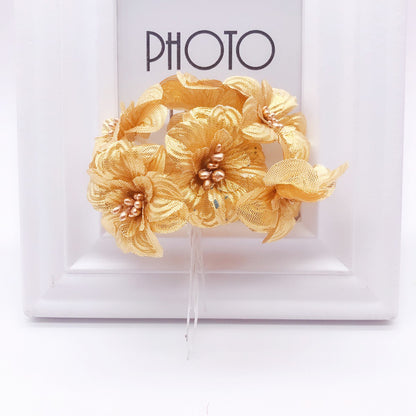 6PC Artificial Flowers Wedding Bouquet Scrapbook Christmas Decoration Wreath Home Garden Silk Stamen Tea Roses Bud Diy Gift Box