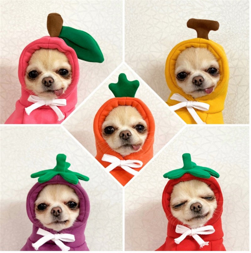 Roupas para Pets Cachorros Moletom com Capuz Fruta Casaco Quente Gato Suéter Fantasia de Inverno para Filhotes Cães de Pequeno Médio Grande Porte e Gatos