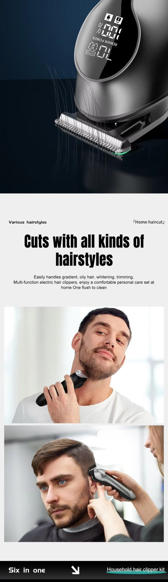 Xiaomi Youpin 6-in-1 Multifunctional Grooming Kit Hair Clipper With Digital Display High Power Electric Shaver Nose Hair Trimmer