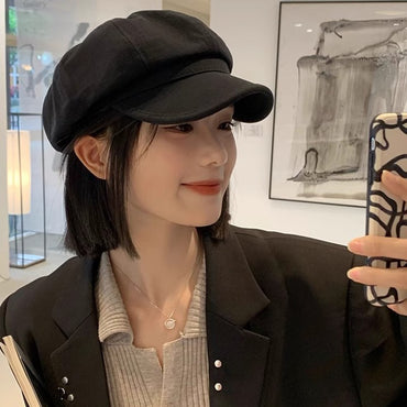 Women Vintage Corduroy Beret Cap Autumn Winter Solid Color Octagonal Newsboy Artist Cap Female Girl Windproof Painter Peaked Hat