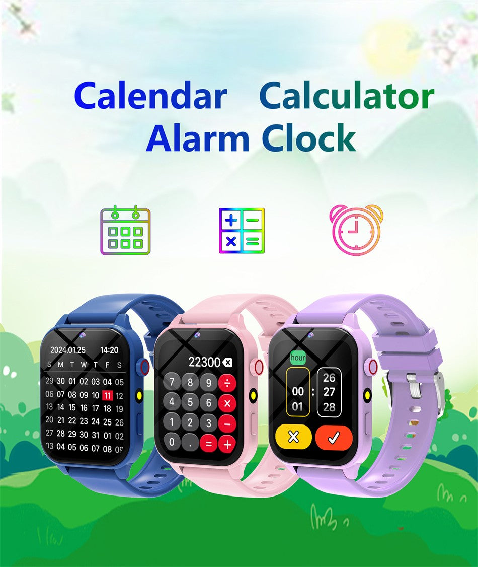 2025 New Children Smart Watch Alarm Clock LED Flashlight Waterproof Kid Watches HD Camera Take Photo Puzzle Game Smartwatch Girl