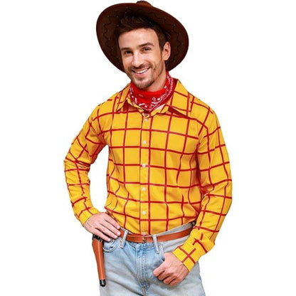 Adult Woody Cosplay Cow Shirts Hat Scraf Set Costume Men Roleplay Fantasia Outfits Halloween Carnival Party Disguise Suit