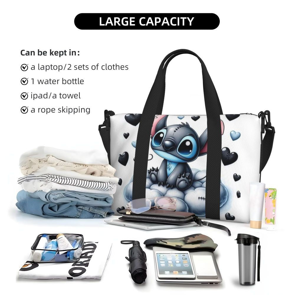 Custom Large SLilo And Stitch Cartoon Tote Bag Women Anime Shopping Shoulder Beach Gym Travel Bag