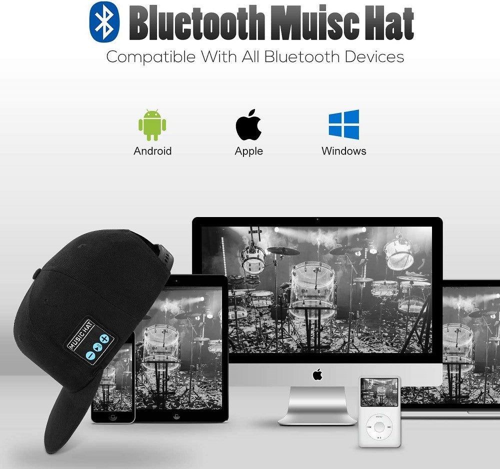Boné com alto-falante Bluetooth, ajustável, sem fio, com viva-voz inteligente para esportes ao ar livre, boné de beisebol Bluetooth sem fio com microfone