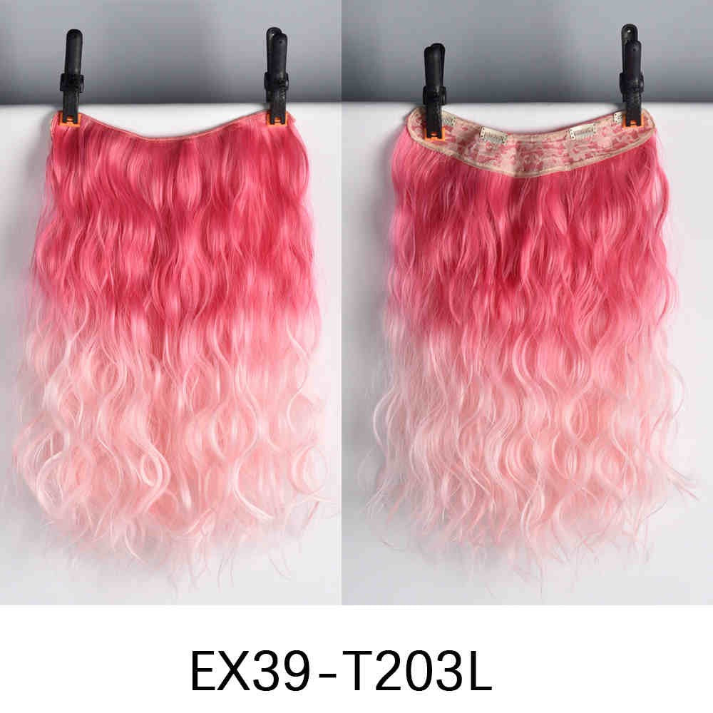 Extensões de Cabelo Sintético em V de uma Peça com 4 Clips Cabelo Liso Longo Peruca Cor 50CM Cabelo Falso Natural