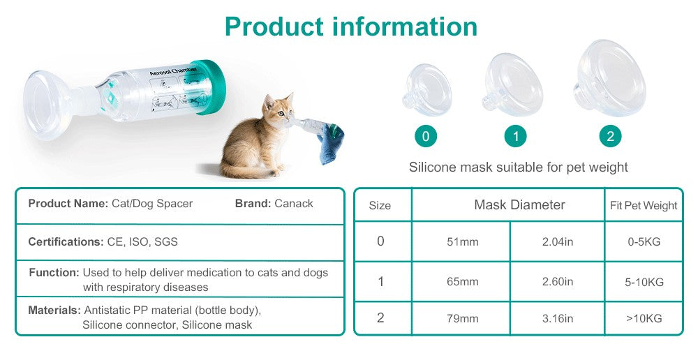 Câmara de Aerossol Felino Cão de Estimação Portátil Inalador Espaçador com Indicador de Respiração Máscara de Silicone para Equipamento Veterinário Clínica Veterinária