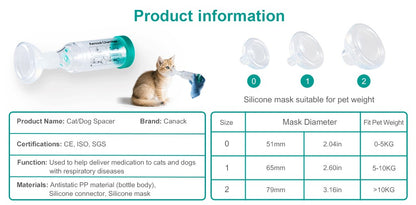 Câmara de Aerossol Felino Cão de Estimação Portátil Inalador Espaçador com Indicador de Respiração Máscara de Silicone para Equipamento Veterinário Clínica Veterinária