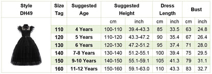 Girls Princess Dress Child Birthday Party Layered Disguise Kids Cosplay Halloween Fantasy Dark Gothic Dancing Costume 4-12Years