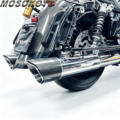 Exhaust System Slip-On Motorcycle Muffler Exhaust Pipe Carbon Fiber For Harley Touring Electra Road Street Glide Road King 17-up