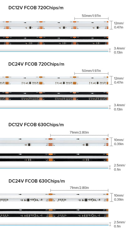 FCOB SPI RGB IC LED Light Strip WS2811 Addressable 720 630 LEDs Dream Color DC12V 24V WS2812B High Flexible FOB COB Lights