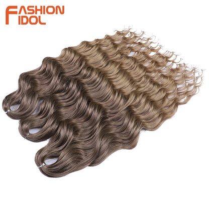 FASHION IDOL Cabelo de Crochê Torção Laranja Extensões de Cabelo Trançado de Onda Profunda Sintética Cabelo Onda de Água 24 Polegadas Fibra Resistente ao Calor