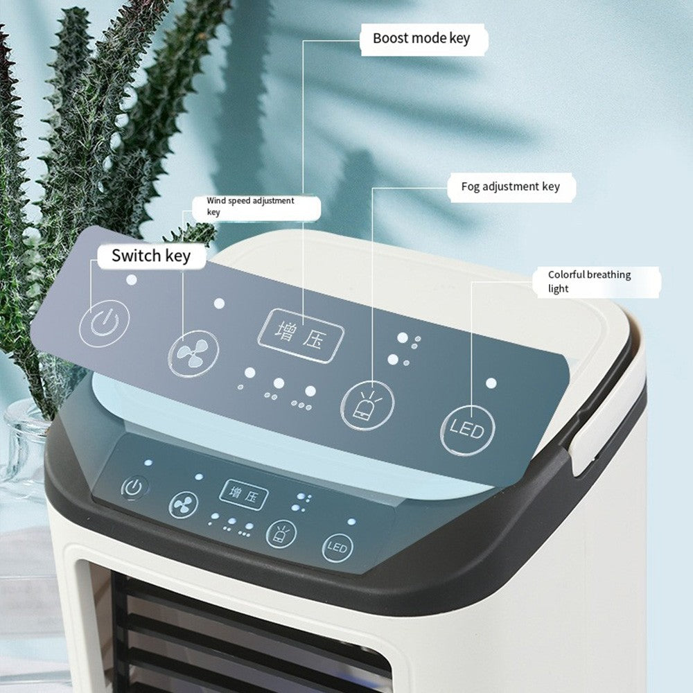 Mini Ventilador de Ar Condicionado Portátil USB 3 Velocidades Ventilador de Mesa Doméstico Lâmpada Noturna LED Refrigerador de Ar para Quarto Escritório Acampamento ??? ???