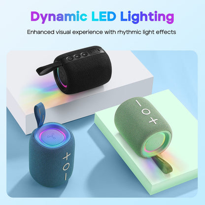 Caixa de Som Bluetooth TRIBIT StormBox Mini+ 12W, Som 360° Com XBass, LEDs, 12 Horas de Bateria, IPX7 À Prova D'Água Para Caminhadas e Uso Exterior