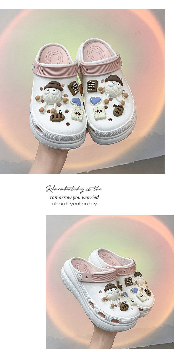 Fashion Diy Clogs Sandals Women 2024 Summer Chunky Platform Slippers Woman Thick Bottom Closed Toe Beach Slippers Mujer