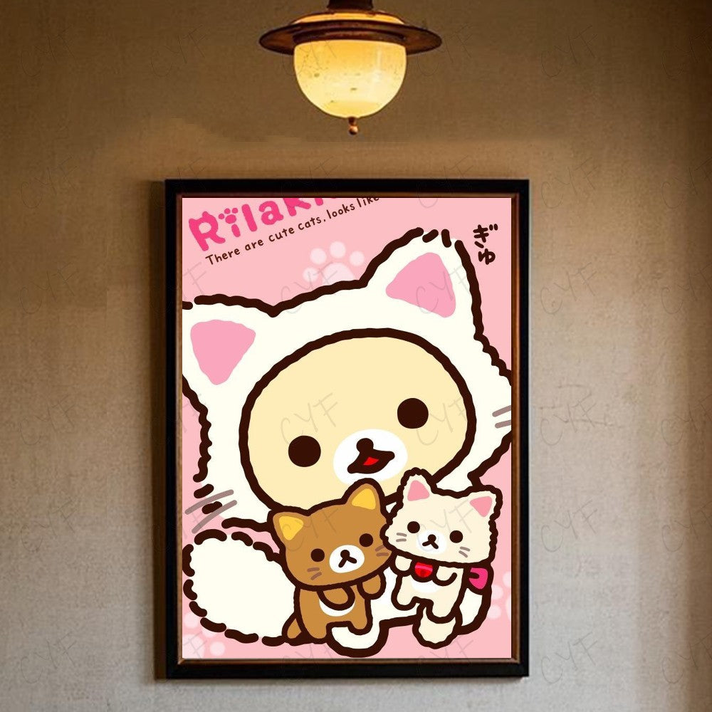 Cute Cartoon Anime R-Rilakkuma Poster High Quality Wall Art for Home Office Bedroom Living Room Hallway Bar Perfect Gift Idea