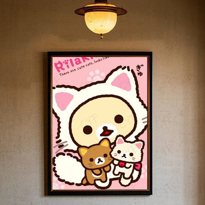 Cute Cartoon Anime R-Rilakkuma Poster High Quality Wall Art for Home Office Bedroom Living Room Hallway Bar Perfect Gift Idea